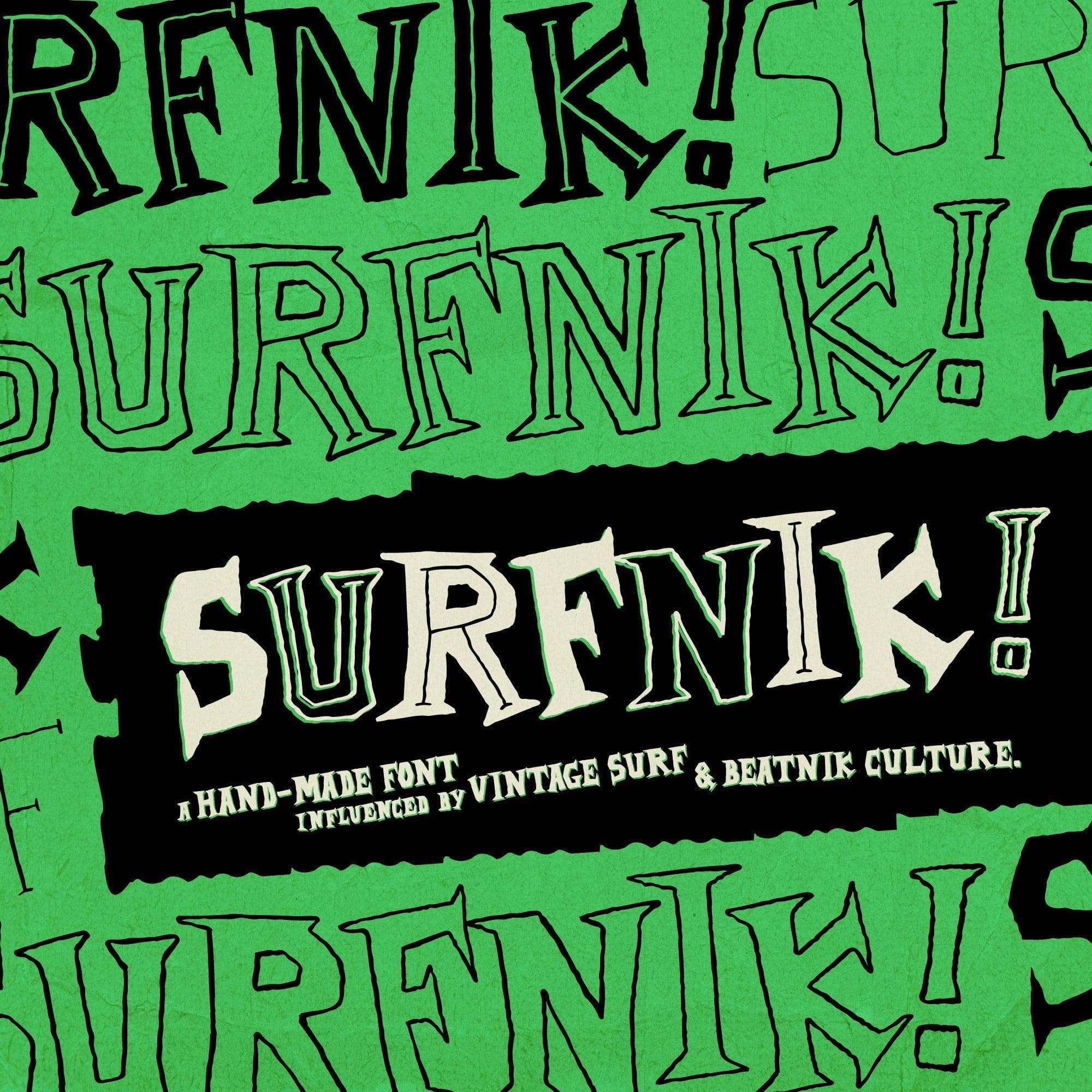 Surfnik - A Hand-Made Vintage Surf and Beatnik Font cover